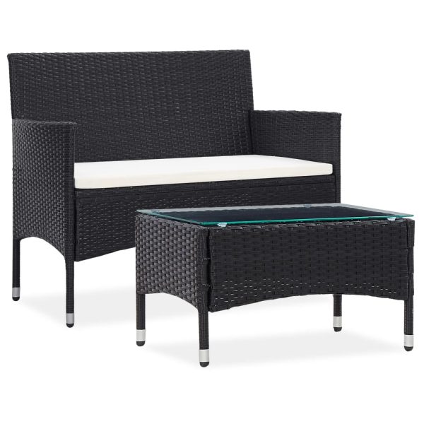 2-Delige Loungeset Met Kussen Poly Rattan