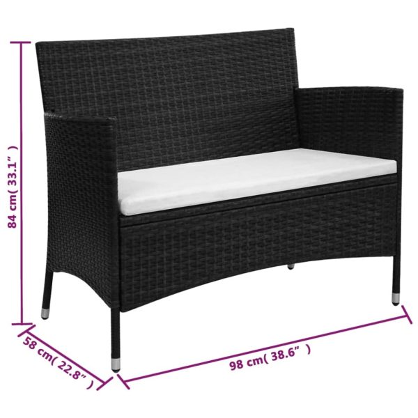 2-Delige Loungeset Met Kussen Poly Rattan - Afbeelding 9