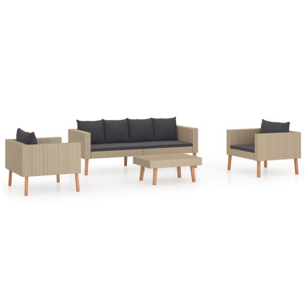 4-Delige Loungeset Met Kussens Poly Rattan - Afbeelding 2