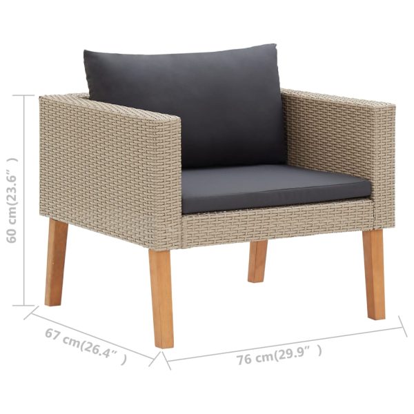 4-Delige Loungeset Met Kussens Poly Rattan - Afbeelding 11