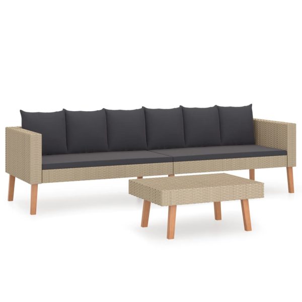 2-Delige Loungeset Met Kussens Poly Rattan - Afbeelding 2