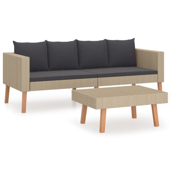 2-Delige Loungeset Met Kussens Poly Rattan - Afbeelding 2