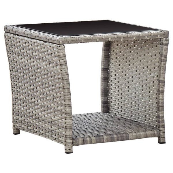 3-Delige Loungeset Met Kussens Poly Rattan Grijs - Afbeelding 9