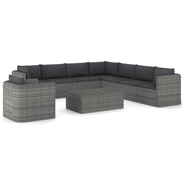 9-Delige Loungeset Met Kussens Poly Rattan - Afbeelding 2