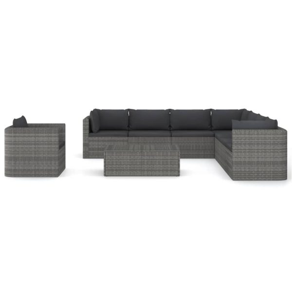 9-Delige Loungeset Met Kussens Poly Rattan - Afbeelding 3