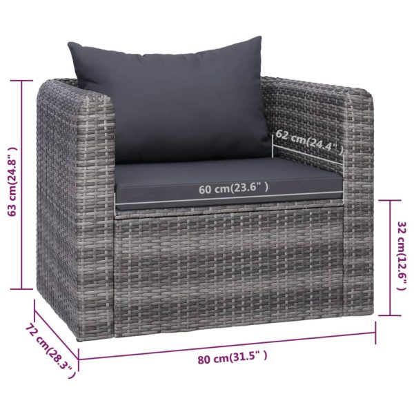 9-Delige Loungeset Met Kussens Poly Rattan - Afbeelding 12