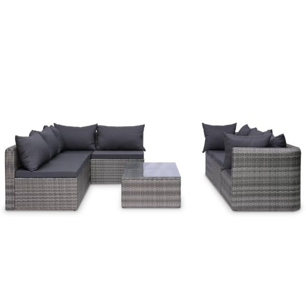 9-Delige Loungeset Met Kussens Poly Rattan - Afbeelding 6