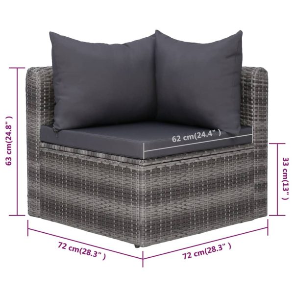 9-Delige Loungeset Met Kussens Poly Rattan - Afbeelding 9