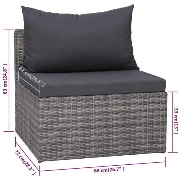 9-Delige Loungeset Met Kussens Poly Rattan - Afbeelding 10