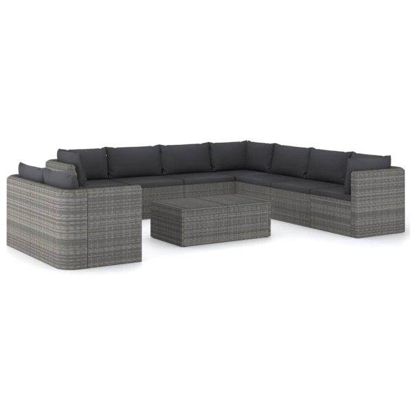 10-Delige Loungeset Met Kussens Poly Rattan - Afbeelding 2