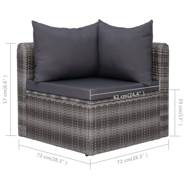 10-Delige Loungeset Met Kussens Poly Rattan - Afbeelding 10