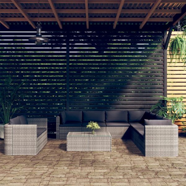 10-Delige Loungeset Met Kussens Poly Rattan