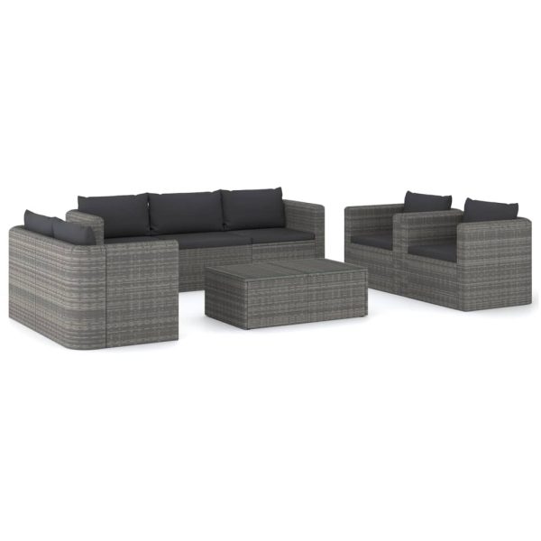 8-Delige Loungeset Met Kussens Poly Rattan - Afbeelding 2