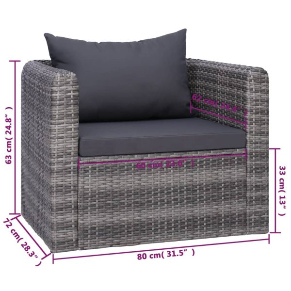 8-Delige Loungeset Met Kussens Poly Rattan - Afbeelding 9