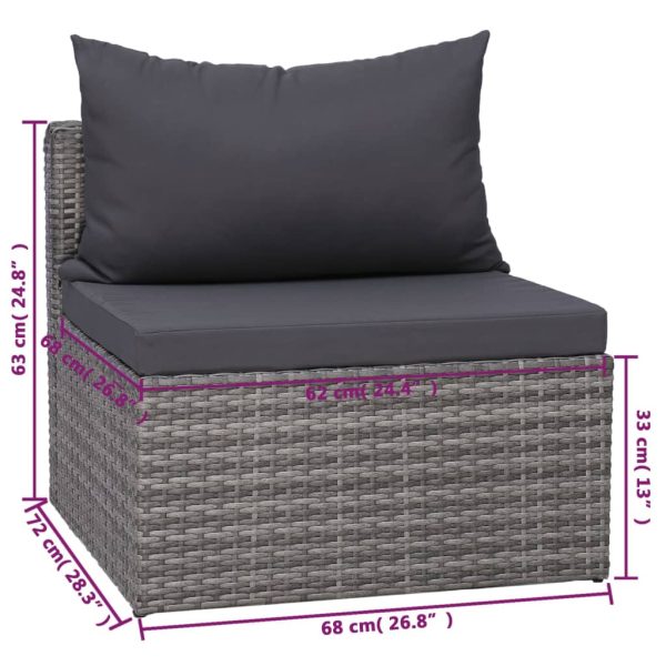 8-Delige Loungeset Met Kussens Poly Rattan - Afbeelding 10