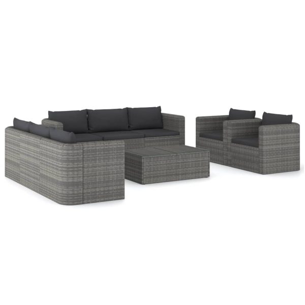 9-Delige Loungeset Met Kussens Poly Rattan - Afbeelding 2