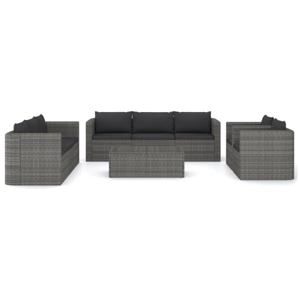 9-Delige Loungeset Met Kussens Poly Rattan - Afbeelding 3