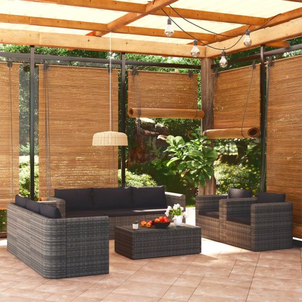 9-Delige Loungeset Met Kussens Poly Rattan