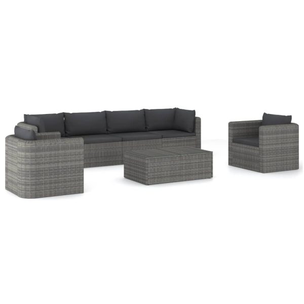 7-Delige Loungeset Met Kussens Poly Rattan - Afbeelding 2