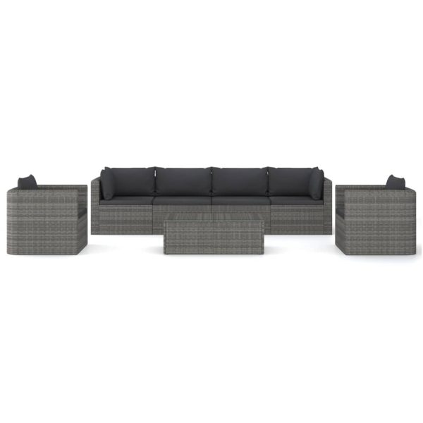 7-Delige Loungeset Met Kussens Poly Rattan - Afbeelding 3