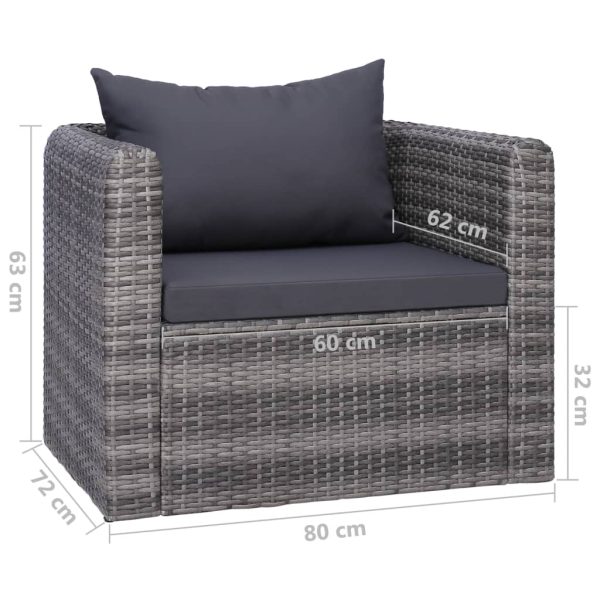 7-Delige Loungeset Met Kussens Poly Rattan - Afbeelding 12