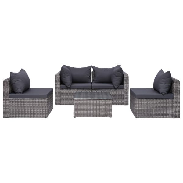 7-Delige Loungeset Met Kussens Poly Rattan - Afbeelding 4