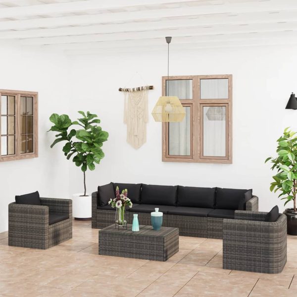 7-Delige Loungeset Met Kussens Poly Rattan