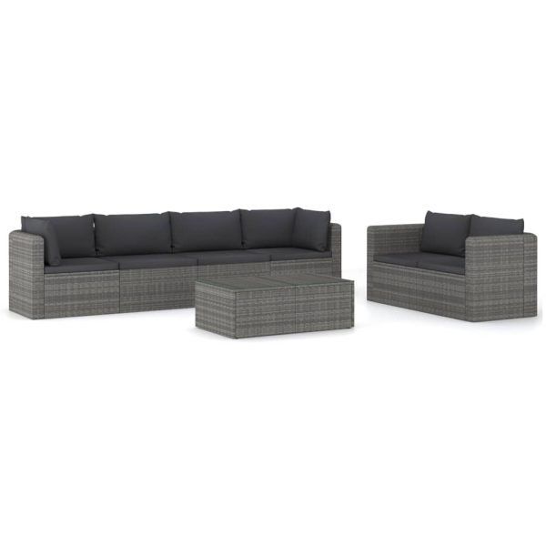 7-Delige Loungeset Met Kussens Poly Rattan - Afbeelding 2