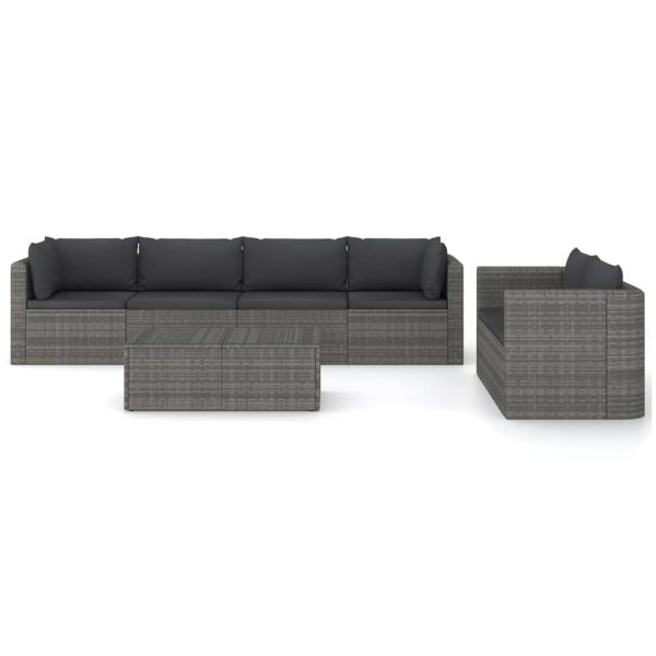 7-Delige Loungeset Met Kussens Poly Rattan - Afbeelding 3