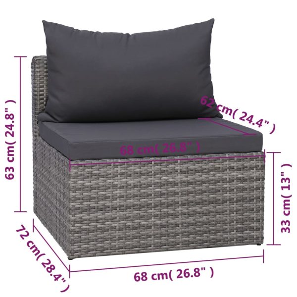 7-Delige Loungeset Met Kussens Poly Rattan - Afbeelding 11