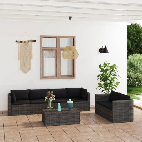 7-Delige Loungeset Met Kussens Poly Rattan