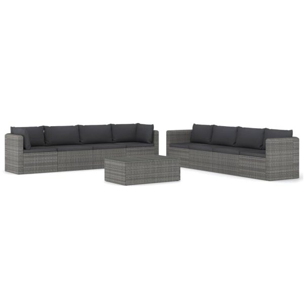 9-Delige Loungeset Met Kussens Poly Rattan - Afbeelding 2