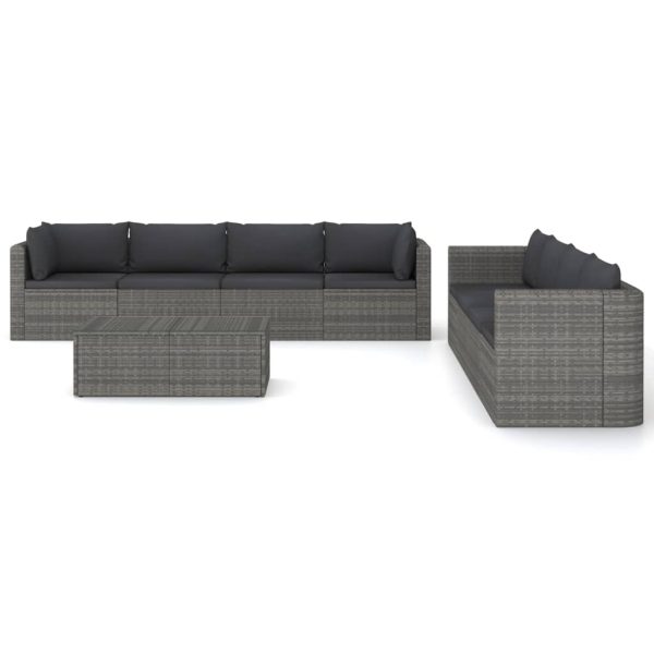 9-Delige Loungeset Met Kussens Poly Rattan - Afbeelding 3