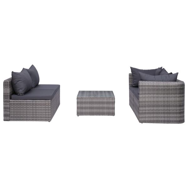 9-Delige Loungeset Met Kussens Poly Rattan - Afbeelding 6