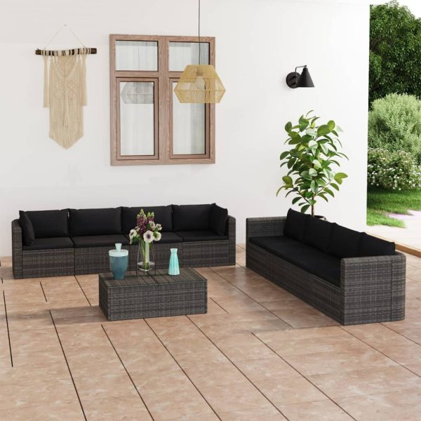 9-Delige Loungeset Met Kussens Poly Rattan