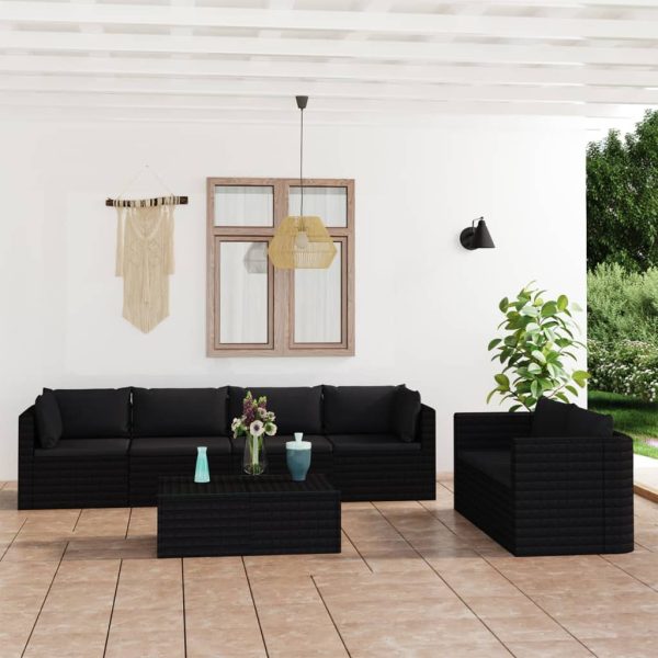 7-Delige Loungeset Met Kussens Poly Rattan - Afbeelding 13