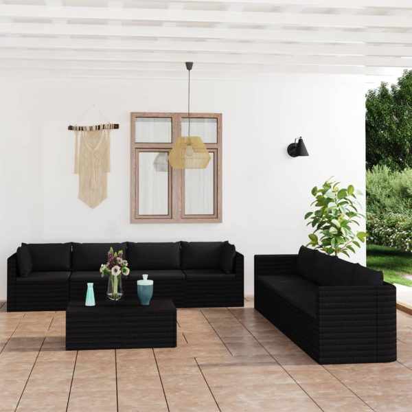 9-Delige Loungeset Met Kussens Poly Rattan - Afbeelding 13