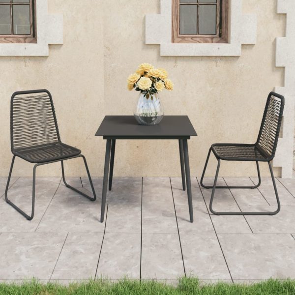 3-Delige Tuinset Pvc-Rattan Zwart