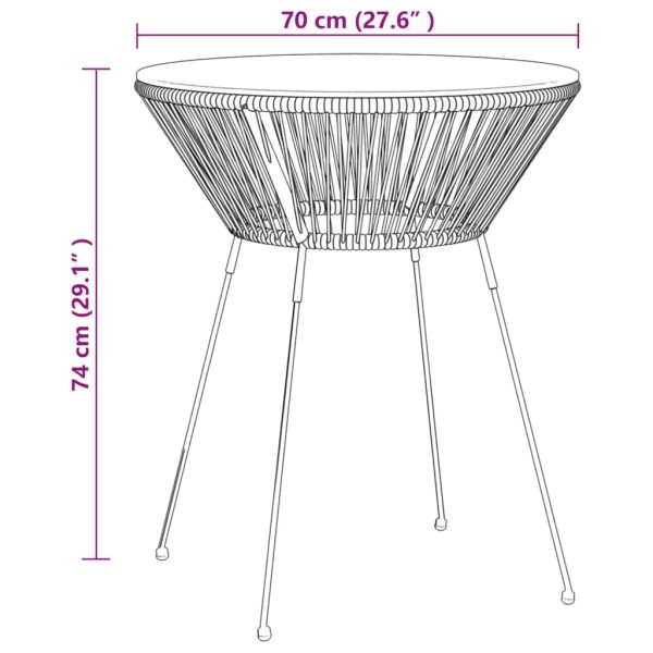 3-Delige Tuinset Pvc-Rattan Zwart - Afbeelding 9