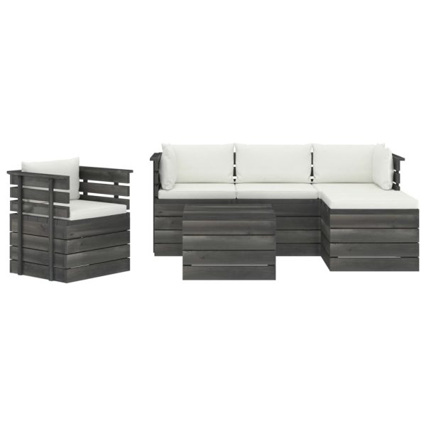 Loungeset Met Kussens Pallet Massief Grenenhout - Afbeelding 3