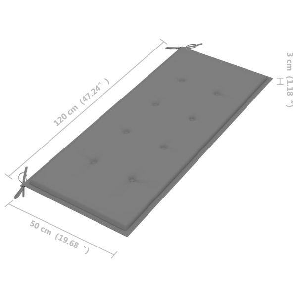 Tuinbank Inklapbaar Met Kussen 118 Cm Bamboe Grijs - Afbeelding 9