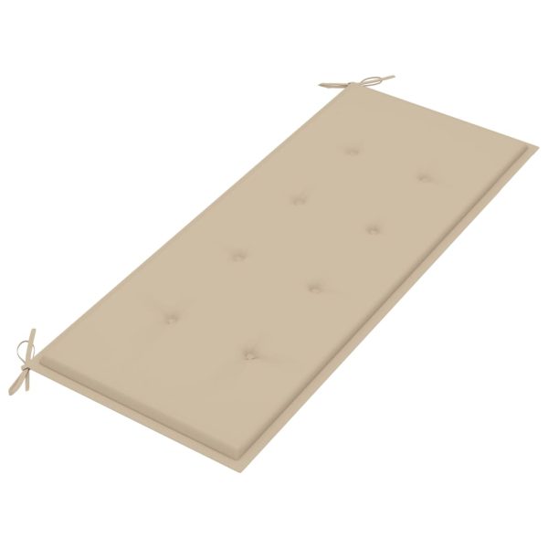 Tuinbank Inklapbaar Met Kussen 118 Cm Bamboe Beige - Afbeelding 5