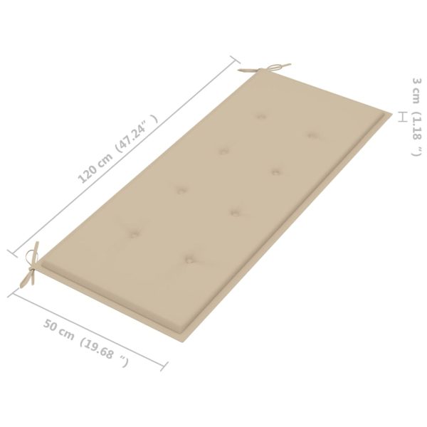 Tuinbank Inklapbaar Met Kussen 118 Cm Bamboe Beige - Afbeelding 9