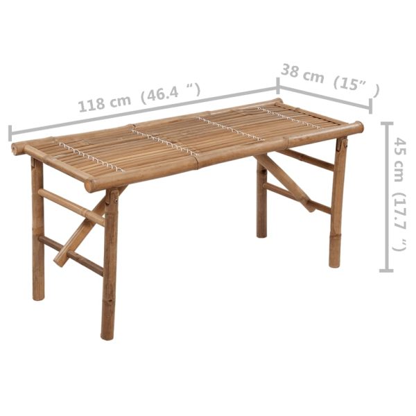 Tuinbank Inklapbaar Met Kussen 118 Cm Bamboe Groen - Afbeelding 8