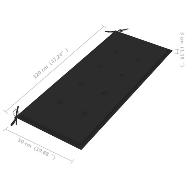 Tuinbank Inklapbaar Met Kussen 118 Cm Bamboe Zwart - Afbeelding 9