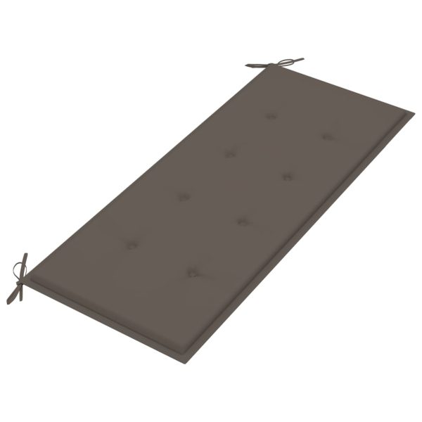 Tuinbank Inklapbaar Met Kussen 118 Cm Bamboe Taupe - Afbeelding 5