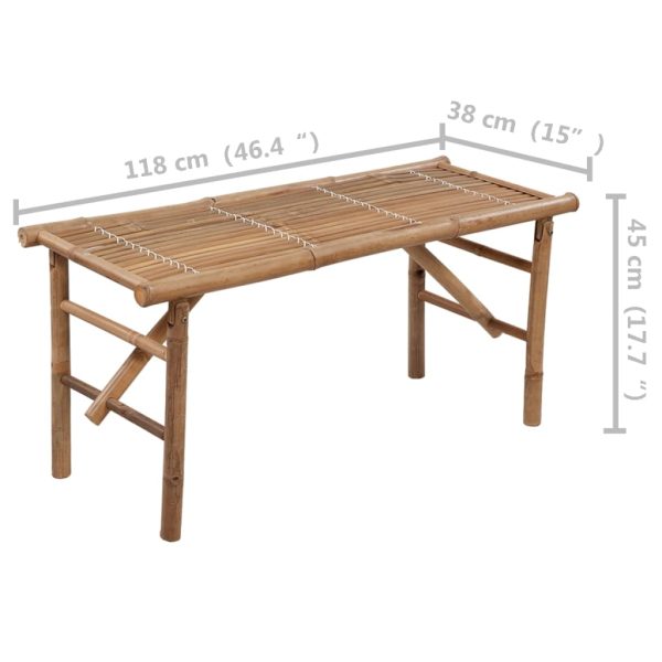 Tuinbank Inklapbaar Met Kussen 118 Cm Bamboe Taupe - Afbeelding 8