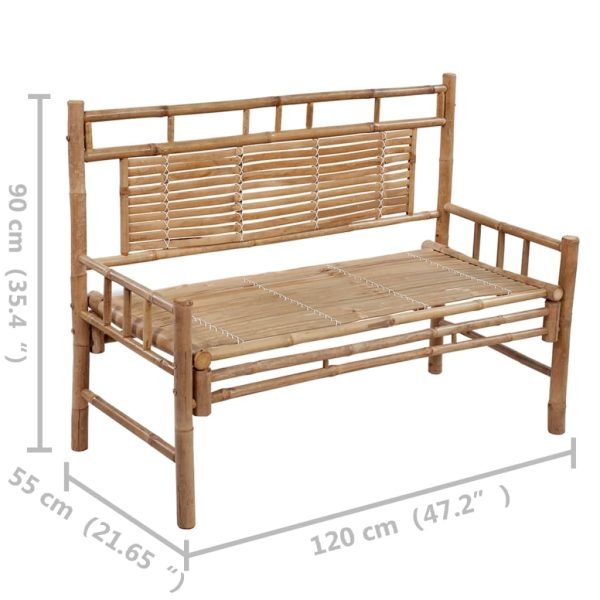 Tuinbank Met Kussen 120 Cm Bamboe Antraciet - Afbeelding 8