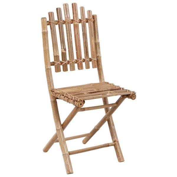 Tuinstoelen Inklapbaar Met Kussens Bamboe Beige - Afbeelding 3