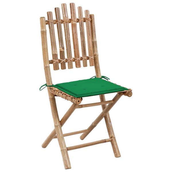 Tuinstoelen Inklapbaar Met Kussens Bamboe Groen - Afbeelding 2